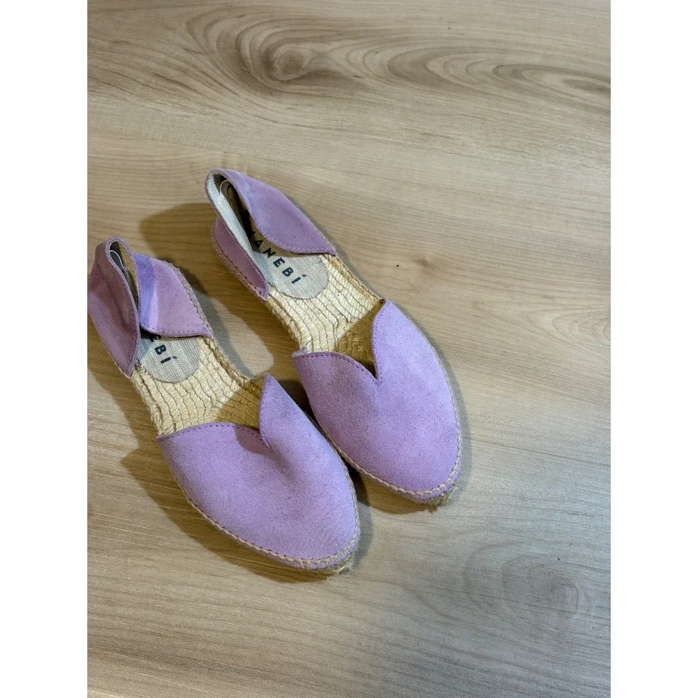Manebi Hamptons Suede Espadrilles Women 35 Purple Flat Shoes Slip On Spain